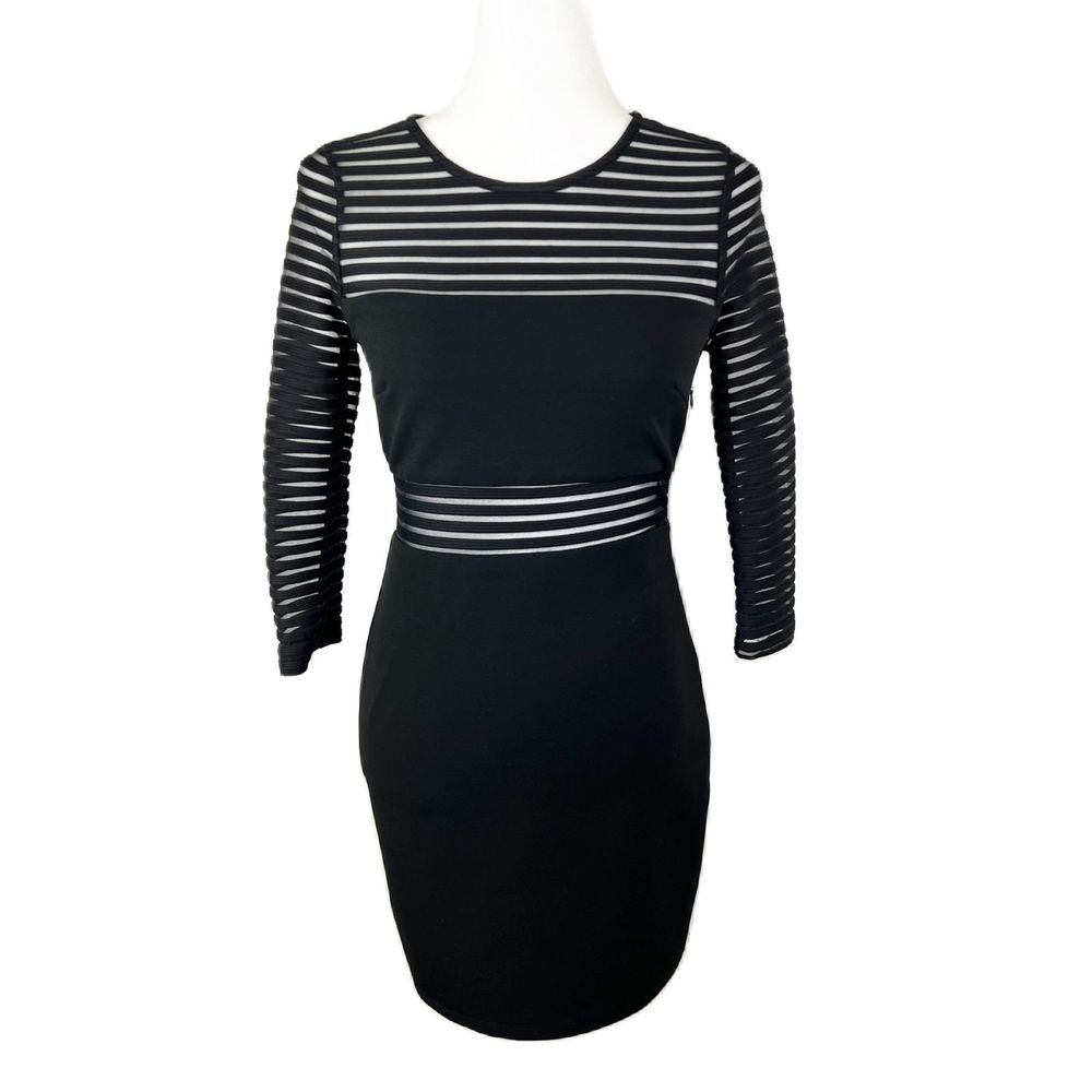 Lulu's Dress Women Small Black Fit & Flare Perfect Mesh Bodycon Mini